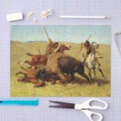 Papier Mousseline Frédéric Remington Art occidental "Chasse au buffl (Artisanat)