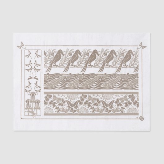 Papier Mousseline French Art Noveaux Design 1890 Découpage (Recto)