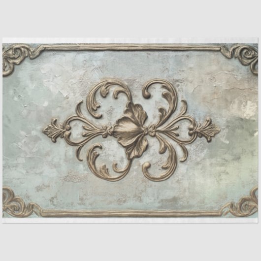 Papier Mousseline French Chic Embossed Effect Damask Pattern  (Recto)