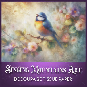 Papier Mousseline French Country Garden Bluebird Decoupage