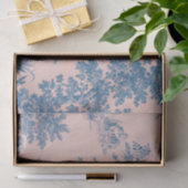 Papier Mousseline French toile de jouy Découpage bleu et rose (Cadeau)