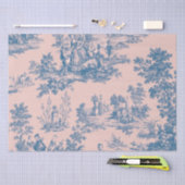 Papier Mousseline French toile de jouy Découpage bleu et rose (Artisanat)