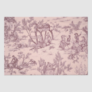 Papier Mousseline French toile de jouy découpage rose et noir