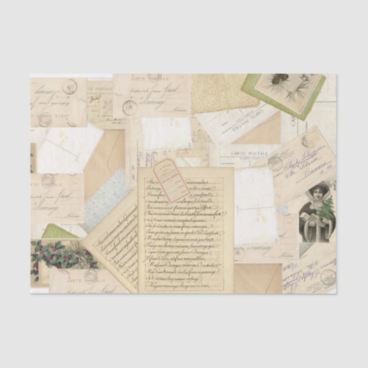 Papier Mousseline French Vintage Christmas Postcard Collage (Recto)