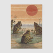 Papier Mousseline Frogs Lily Pads Moon Illustration (Recto)