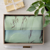 Papier Mousseline frontons verts feuille lune nuit ciel (Cadeau)