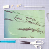 Papier Mousseline frontons verts feuille lune nuit ciel (Artisanat)