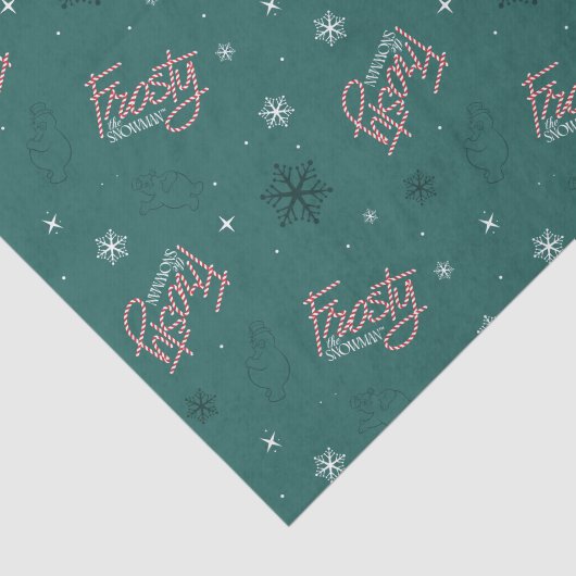 Papier Mousseline Frosty Snowman Green Snowflake Motif (Détail)