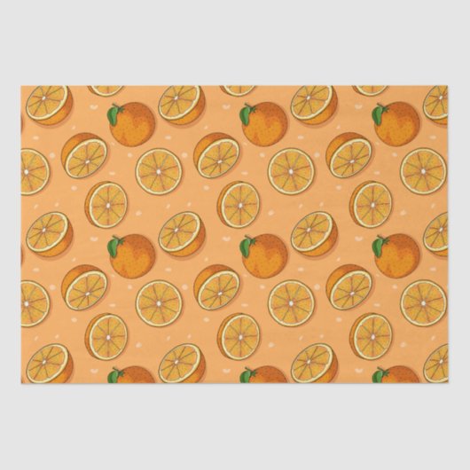 Papier Mousseline Fruit d'agrumes orange doux Motif sans joint (Recto)