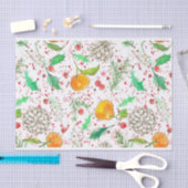 Papier Mousseline Fruit d'aquarelle de Tangérine aux baies de baies  (Artisanat)