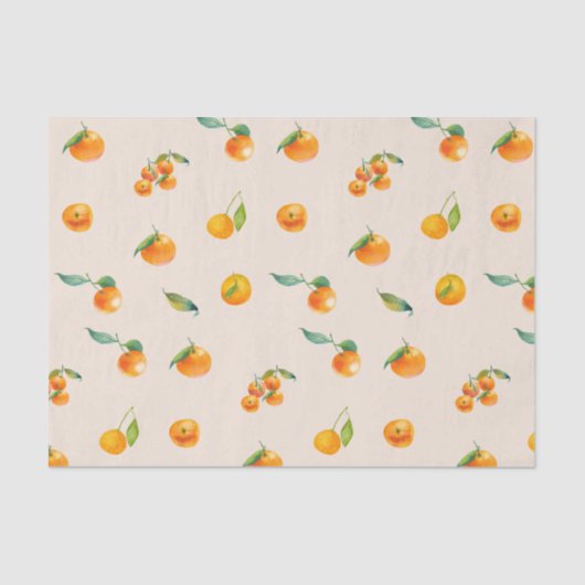 Papier Mousseline Fruit de Tangerine avec Feuilles (Recto)