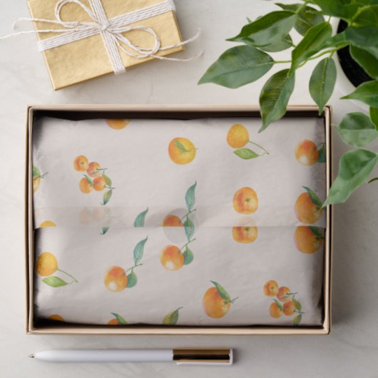 Papier Mousseline Fruit de Tangerine avec Feuilles (Cadeau)