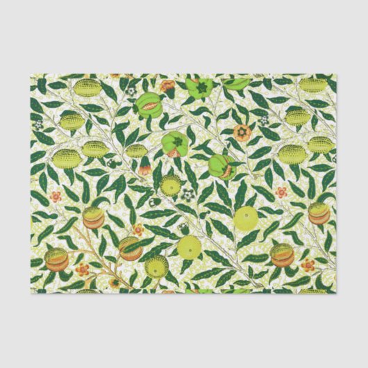 Papier Mousseline Fruit exotique de William Morris, jaune citron (Recto)