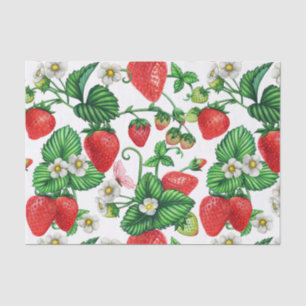 Papier Mousseline Fruit fraise et floraison fraise Vibrant 