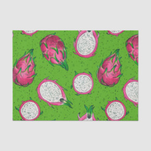 Papier Mousseline Fruit rouge dragon vert