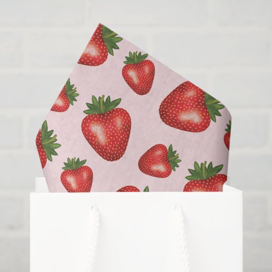 Papier Mousseline Fruit Rouge Motif Sur Rose (Sac cadeau)