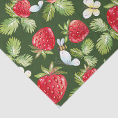 Papier Mousseline Fruits de fraises, Feuilles et abeilles de miel (Détail)