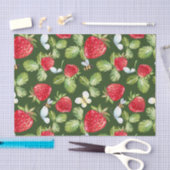 Papier Mousseline Fruits de fraises, Feuilles et abeilles de miel (Artisanat)