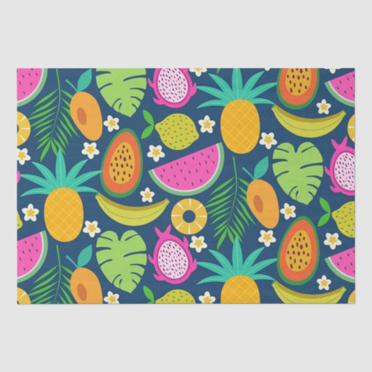 Papier Mousseline Fruits de la tropicale Ananas Banane Pastèque (Recto)