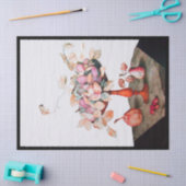 PAPIER MOUSSELINE FRUITS DE SAISON /JASMINES, PRUNES, PEARS (Artisanat)