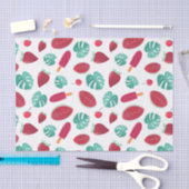 Papier Mousseline Fruits d'été et Feuilles de palmiers (Artisanat)