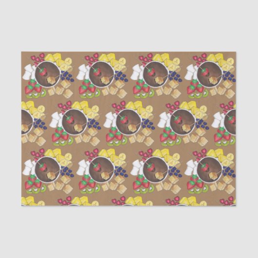 Papier Mousseline Fruits Fondue Fruit Berries Marshmallow Dessert (Recto)