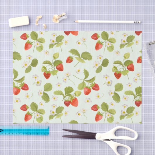 Papier Mousseline Fruits fraises, Feuilles et fleurs (Artisanat)