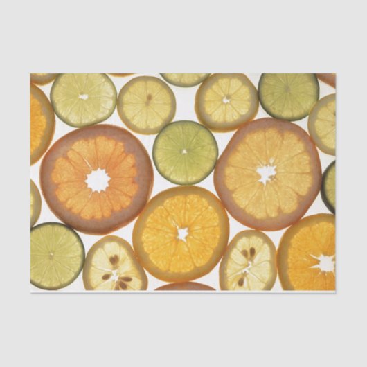 Papier Mousseline Fruits tranches agrumes citron vert orange (Recto)