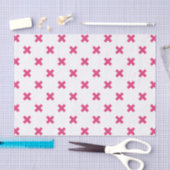 Papier Mousseline Fuchsia croix sur le blanc (Artisanat)