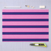 Papier Mousseline Fuchsia et blanc cinq bandes motif avec bleu (Artisanat)