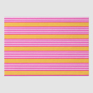 Papier Mousseline Fuchsia et jaune cinq bandes motif