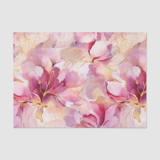 Papier Mousseline Fuchsia Moderne Abstrait Lys Roses (Recto)