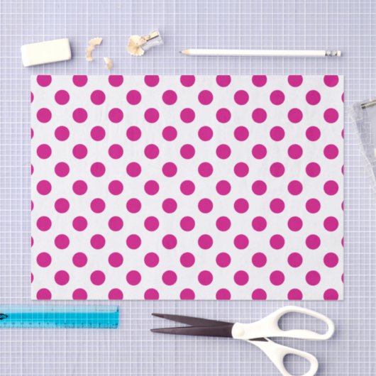 Papier Mousseline Fuchsia polka (Artisanat)