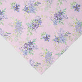 Papier Mousseline Fuchsia Violet Vert Fleurs Anniversaire Mariage  (Détail)