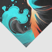 Papier Mousseline Fumée orange, turquoise Chat noir Découpage (Détail)