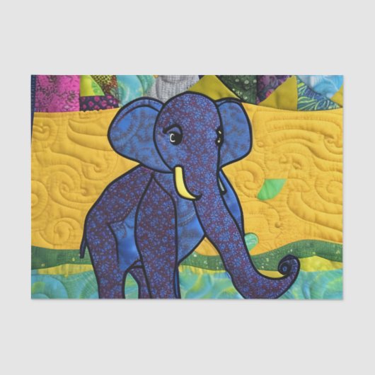 Papier Mousseline Fun Baby Elephant - Quilt Like Design (Recto)
