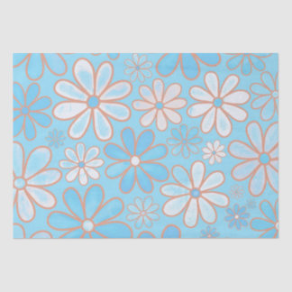 Papier Mousseline Fun Blue Daises.