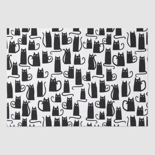Papier Mousseline Fun Chat Noir (Recto)