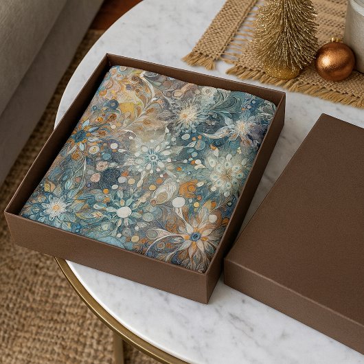 Papier Mousseline Fun Colorful Abstrait Glace Crystals Snowflakes Ar