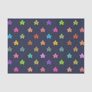 Papier Mousseline Fun Colorful Doodore Stars sur Bleu foncé