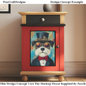 Papier Mousseline Fun Cute Steampunk Chien En Haut Chapeau Z5 Découp