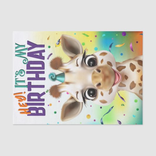 Papier Mousseline Fun Giraffe Coloré Confetti Anniversaire (Recto)
