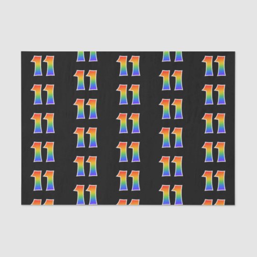 Papier Mousseline Fun Rainbow Spectrum Motif "11" Numéro d'événement (Recto)