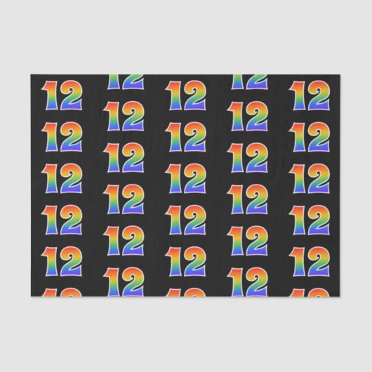 Papier Mousseline Fun Rainbow Spectrum Motif "12" Numéro d'événement (Recto)