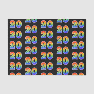 Papier Mousseline Fun Rainbow Spectrum Motif "20" Numéro d'événement