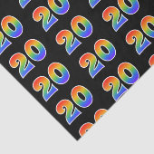 Papier Mousseline Fun Rainbow Spectrum Motif "20" Numéro d'événement (Détail)