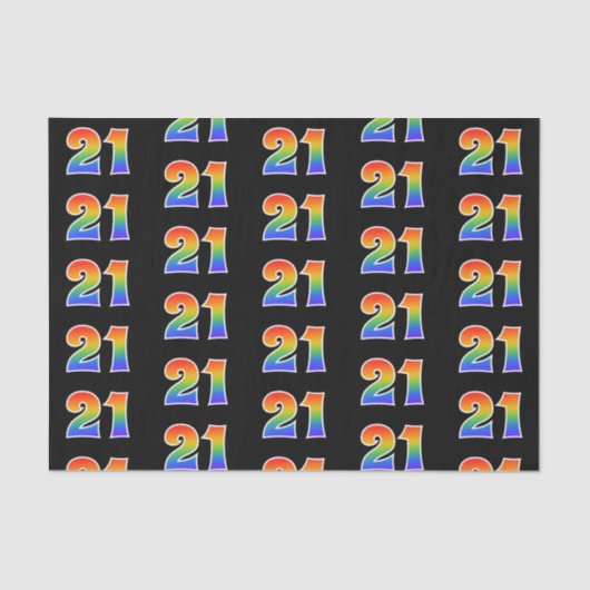 Papier Mousseline Fun Rainbow Spectrum Motif "21" Numéro d'événement (Recto)
