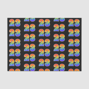 Papier Mousseline Fun Rainbow Spectrum Motif "23" Numéro d'événement