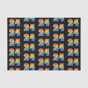 Papier Mousseline Fun Rainbow Spectrum Motif "24" Numéro d'événement