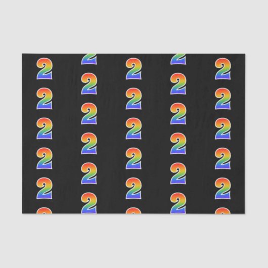 Papier Mousseline Fun Rainbow Spectrum Motif "2" Numéro d'événement (Recto)